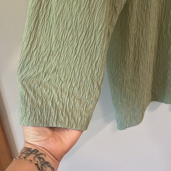Vintage Charleston Rags - 1x, Sage Green V-Neck Long Sleeve Top - Picture 3 of 5
